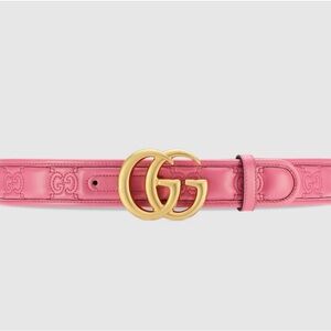 Gucci Pink Belt with Gold Buckle